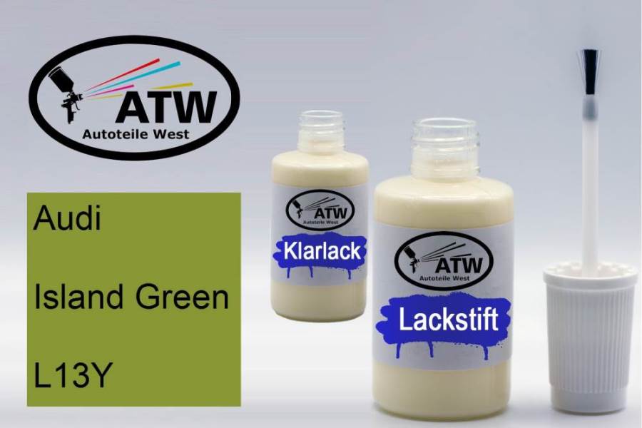 Audi, Island Green, L13Y: 20ml Lackstift + 20ml Klarlack - Set, von ATW Autoteile West.